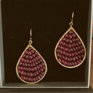 Nunu Beaded Ruby Teardrop Earrings